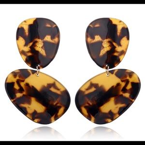 😍New Tortoise Color Acrylic Geo drop Earrings 3pk